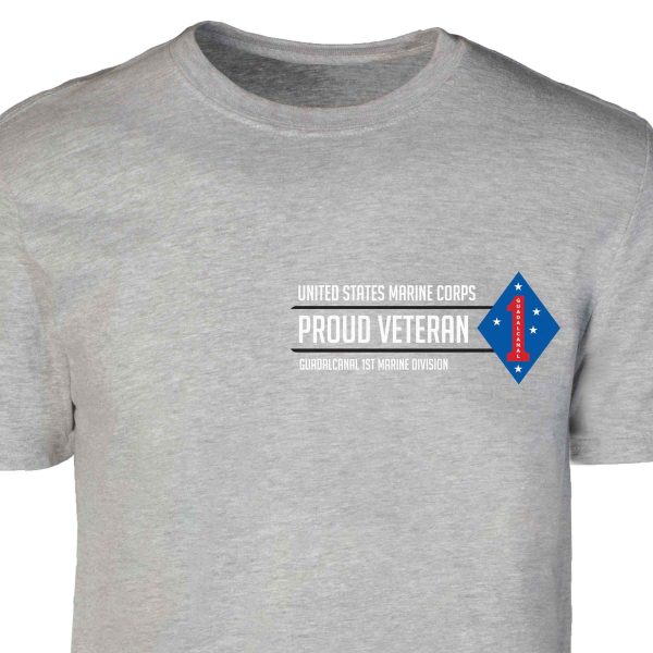 Guadalcanal 1st Marine Division Proud Veteran Patch Graphic T-shirt Online Sale - Image 2