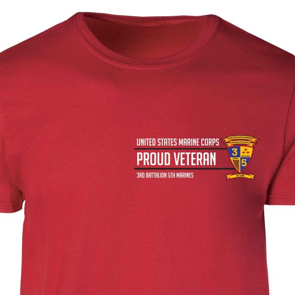 3rd Battalion 5th Marines Proud Veteran Patch Graphic T-shirt Cheap - Image 5