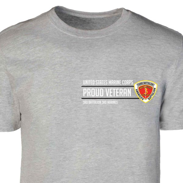 3rd Battalion 3rd Marines Proud Veteran Patch Graphic T-shirt For Discount - Image 2