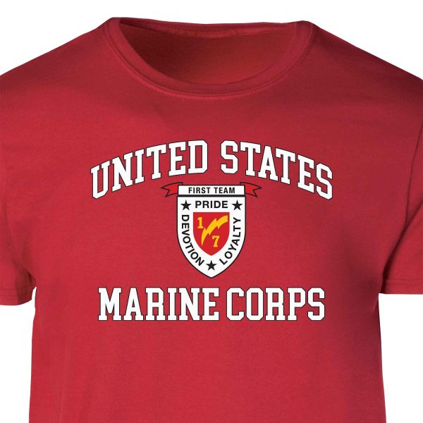 1st Battalion 7th Marines USMC  Patch Graphic T-shirt For Sale - Image 4