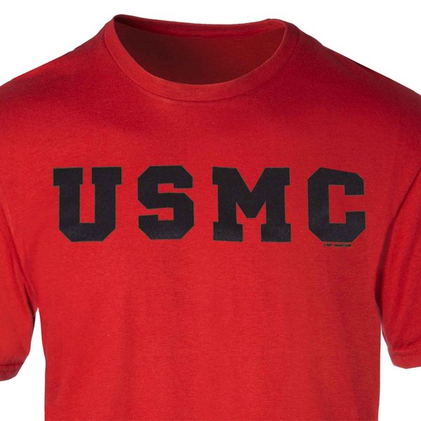 Black on Red USMC Letters T-Shirt Online