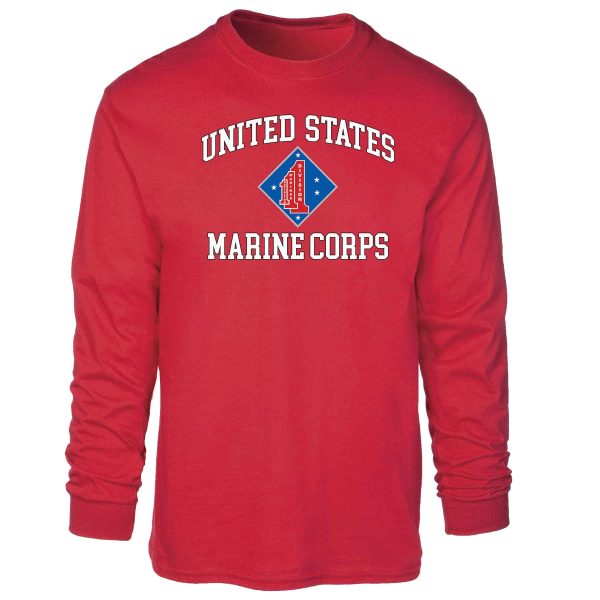 1st Battalion 1st Marines USMC Long Sleeve T-shirt For Cheap - Image 5