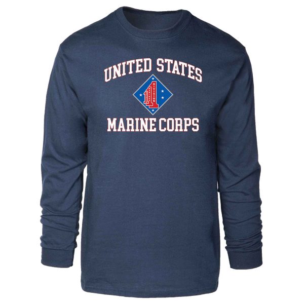 1st Battalion 1st Marines USMC Long Sleeve T-shirt For Cheap - Image 3
