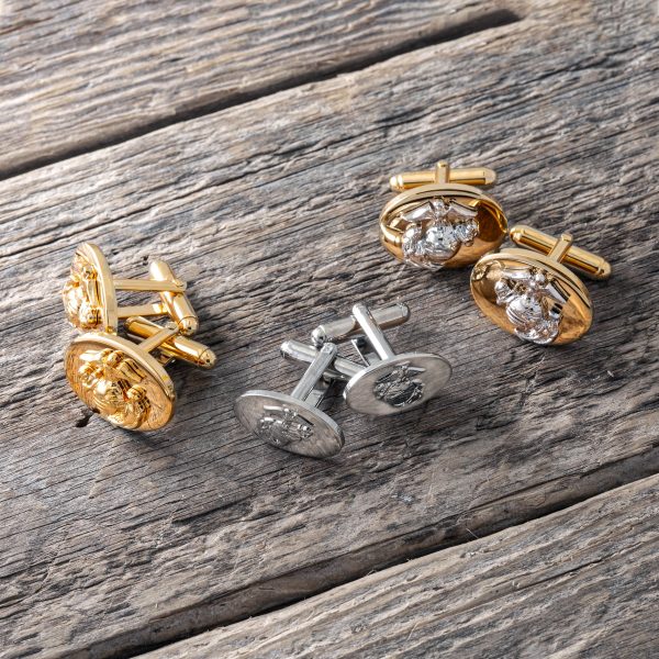 Eagle Globe and Anchor Silver Cufflinks Right and Left Online now - Image 3
