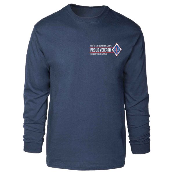 1st Combat Engineer Battalion Proud Veteran Long Sleeve T-shirt Hot on Sale - Image 3