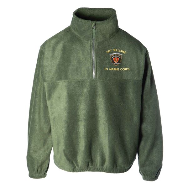 1st Battalion 3rd Marines Embroidered Fleece 1 4 Zip For Discount - Image 2