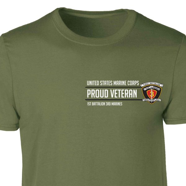 1st Battalion 3rd Marines Proud Veteran Patch Graphic T-shirt Fashion - Image 4