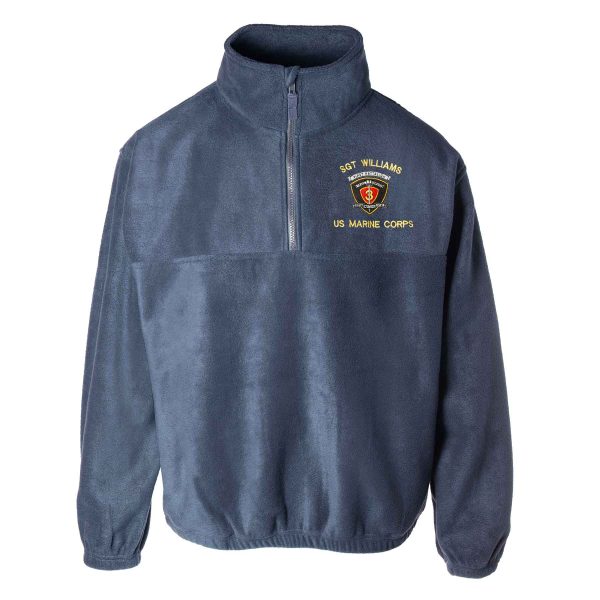 1st Battalion 3rd Marines Embroidered Fleece 1 4 Zip For Discount - Image 3