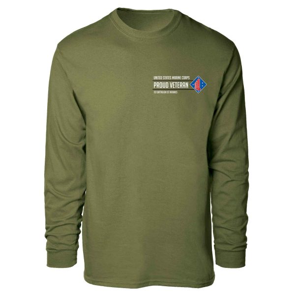 1st Battalion 1st Marines Proud Veteran Long Sleeve T-shirt Hot on Sale - Image 4