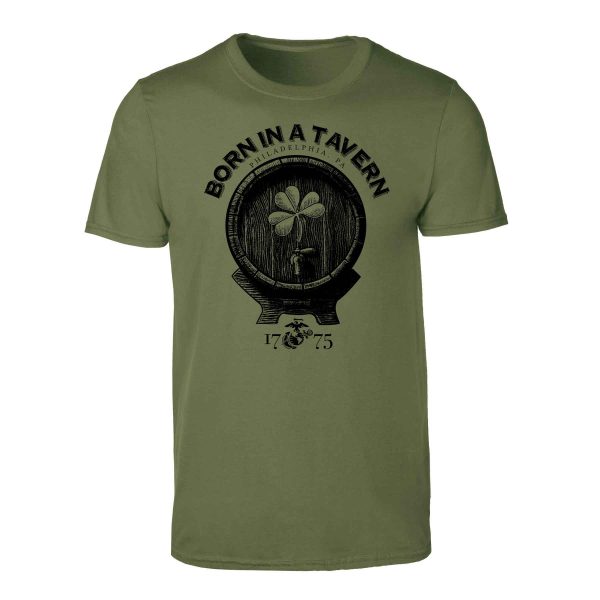 USMC Born In A Tavern Shamrock T-shirt Supply - Image 4
